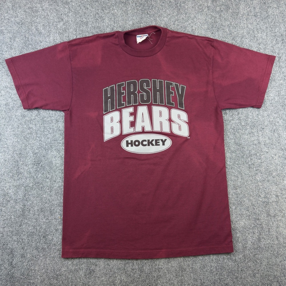 Jerzees Hershey Bears Hockey T-Shirt Maroon AHL Graphic Tee Mens Large Vintage